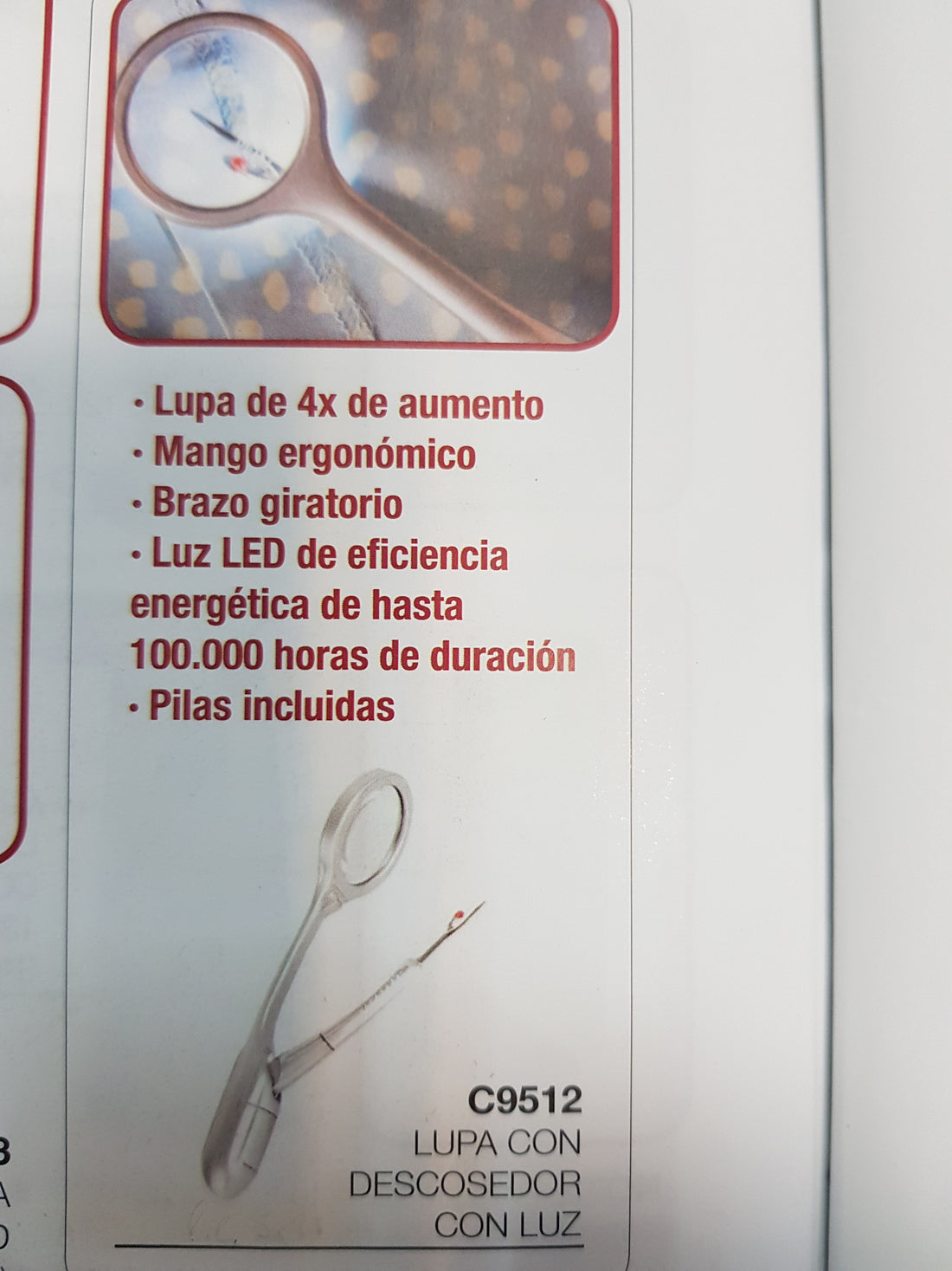 Lupa com abre casa e luz LED